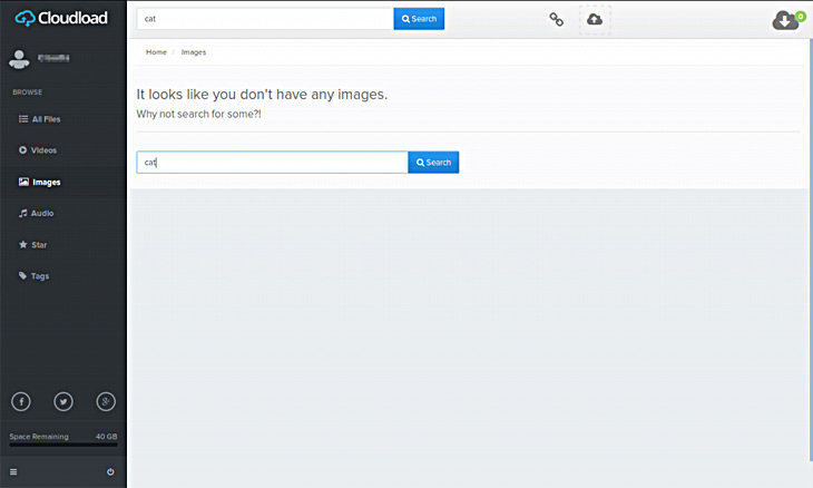Image web search on CloudLoad with no results